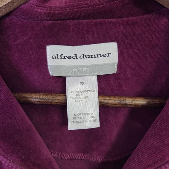 NWT Alfred Dunner Burgundy Velvet Zip Up Jacket With Embellishment Petite Small - Picture 3 of 8